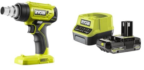 Ryobi - Pistolet thermique 18V - 470°C - 170 L/min - Livré avec 1 buse de réduction et 1 buse à réflecteur- 1 batterie 2Ah et 1 chargeur rapide