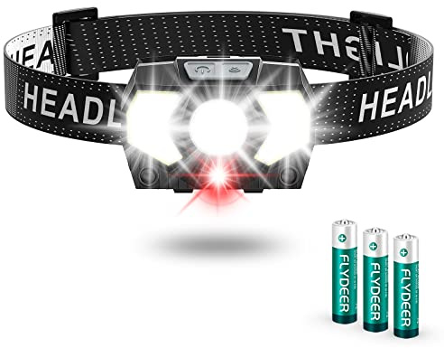Eirnvop Headlamp,1500 Lumen Bright LED Head Lamp with 7 Modes, Head Lights for Forehead with Red Light, IPX5 Waterproof Head Light for Adults and Kids Camping Running, 6AAA Batteries Included