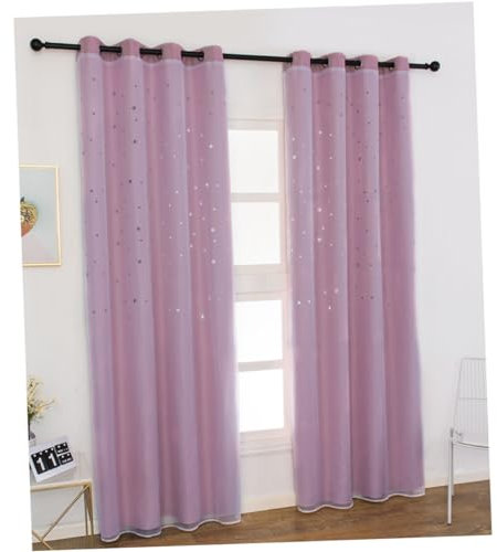 TOPBATHY Romantische Doppel-Layer Vorhänge Mit Sternen-Muster Hochwertige Verdunkelungsgardine Für Kinderzimmer Ösen-Design Für Schlafzimmer Und Wohnzimmer