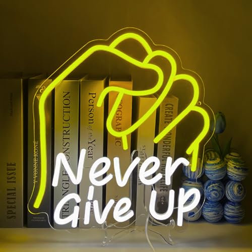 UExnkj-Y Insegna al Neon Never Give up Luci al Neon Alimentato Tramite USB Con Interruttore Regali di Festa per Bambini Neon Decorazione Della Parete Della Camera da Letto