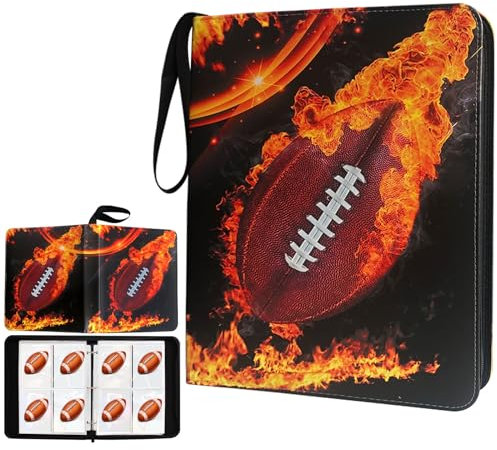 Fußballkartenbinder 400 Taschen, Sammelkartenbinder Halter mit 50 abnehmbaren Hüllen, passend für 400 Sportkarten, Fußballkartengeschenke, Sammleralbum mit Reißverschluss-Aufbewahrungsvitrine