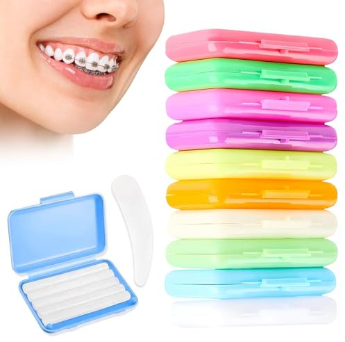 Cera Ortodoncia 10 Piezas Gomas Ortodoncia,Cera Dental Para Ortodoncia para Evitar Rascarte la Boca y Decir AdióS al Rechinamiento de Labios para Proteger tus Dientes (con 1 Cortador de Cera)