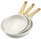 GiPP Non Stick Frying Pan Set - 8 9.5 11 Granite Nonstick Pan Skillet, Non Toxic Pans for Cooking, Omelette Pan with Stay Cool Handle, Induction Compatible, PFAS/PTFE/PFOA Free, White