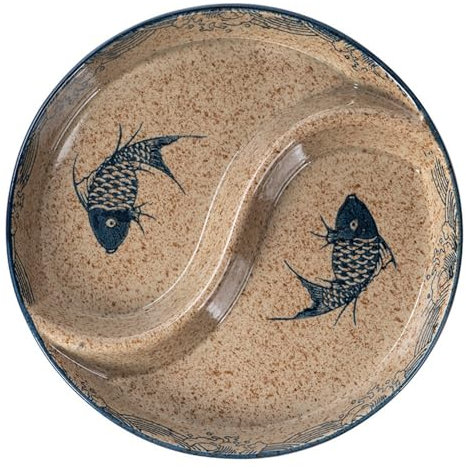 Assiettes Assiette à dîner à compartiment en céramique, plat domestique à deux compartiments (Color : Multi-colored, Size : 26cm)