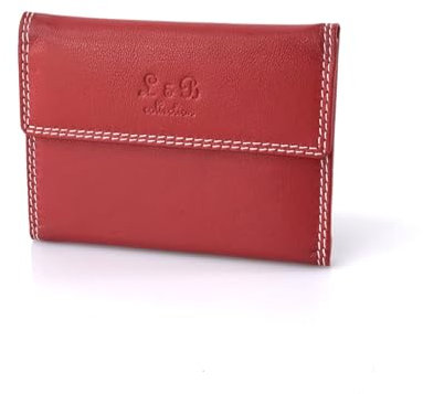 BUFFALO HILL L&B Collection Ausweis Hülle I Rindsleder Mappe I Echtleder Case I Querformat Herren & Damen Etui I RFID-Schutz I Führerschein I Kreditkarte I 12 Fächer I 2321 (Rot)