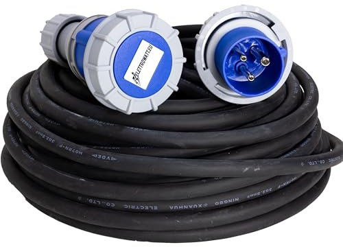 ELETTROWATT Prolunga Elettrica Industriale Professionale - Spina e Presa CEE 3 Poli, Cavo 3G2.5, protezione IP67, rivestimento in neoprene 220V 16A da esterno per camper campeggio cantiere (5Metri)