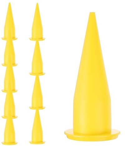 sourcing map 10pcs Caulking Nozzles Plastic Reusable Caulk Extenders Applicator Tips Set for Epoxy Piston Caulk, Yellow