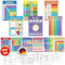 LOGIJO® 12 X pädagogische Montessori Mathe Lernposter, Set A4 mit Übungsblättern, Premium Poster Papier seidenmatt, Zahlen lernen 1x1 Einmaleins, Grundrechenarten, Lernhilfe für Kinder zur Einschulung