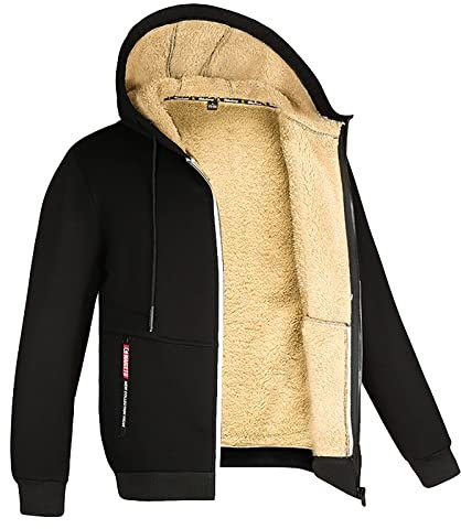 Sunnyuk Sweatjacke Herren Baumwolle, Kapuzenjacke Herren Fleece mit Reißverschluss Warm Fleecejacke Winterjacke Dicker Teddy Sweatjacke Sweatshirt Casual Oversized Hoodie Kapuzenpullover Jacke