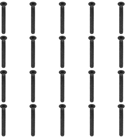 PATIKIL #4-40 x 1 Pouce Vis Tête Cylindrique Six Pans Creux, 20 Pack Boulons Fraisés Tête Plate Entraînement Hexagonal Vis Filetage Complet Grossier Unc Oxyde Noir Grade 10.9