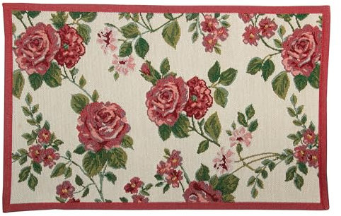 HanaQi - Gewebtes Tischset – Hitzebeständiges, rutschfestes Platzdeckchen für Küche, Zuhause, Restaurant, Esszimmer, Speisetisch, Gobelin-Stoff, 30 x 45 cm (Rosen)