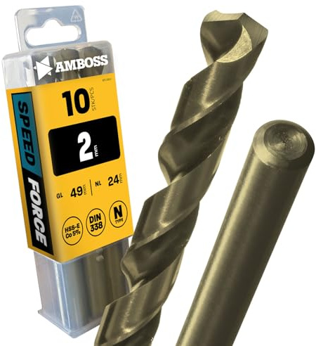 10x Spiralbohrer Speed Force Ø2.0 mm - HSS-E DIN 338 für Stahl, Baustahl, Alu, Buntmetalle AMBOSS WERKZEUGE® Bohrer Bleche, Profile - Sechskant f. Bohrmaschine, Akkubohrer, Standbohrmaschine