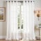 TOPICK Gardinen mit Ösen Weiß Leinen Vorhänge für Wohnzimmer Küche Kinderzimmer Schlafzimmer Vorhang Halbtransparent Ösenvorhang Landhausstil Modern Vintage Gardinen 2er Set 130B x 245H cm