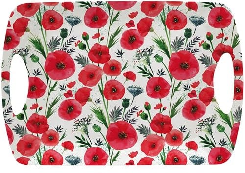 The Leonardo Collection Finola Stack Poppy Tray Large | Serving Platter for Kitchen Use | Lovely Tray for Food and Tea | Stylish Accessory for Home Dining