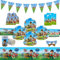 Dog Birthday Party decorations, 72Pcs Dog Party Tableware Set, Dog Supplies Set, Reusable Birthday Party Paper Plates Cups Napkins and Tablecloth Sets Kids Dog Decorations for 10 Guests