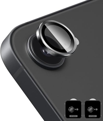 Locofun Kameraschutz für iPhone 16e 5G für Panzerglas, 9H Härte Einzeln Kamera Schutzfolie [2 Stück], Anti-Kratzen Individuelle Ring aus Metall Linse Folie Schutzglas-Schwarz