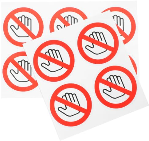 IMIKEYA Lot De 10 Autocollants « Ne Pas Toucher » - Étiquettes De Sécurité En Vinyle Avec Pictogramme Sens Interdit - Autocollants Ronds Pour Panneaux D'Avertissement Et Voitures