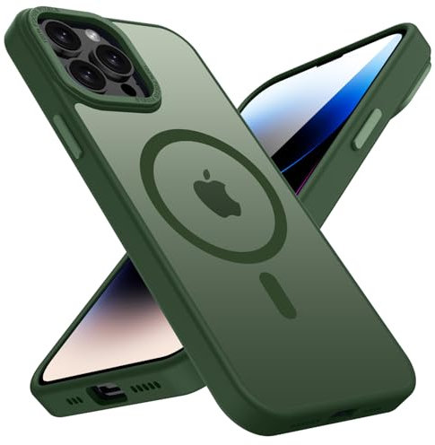 KPPIT for iPhone 14 Pro case Compatible with MagSafe, Shockproof Drop Protection, Frosted Translucent Back Magnetic Phone Case for iphone 14 Pro,Cangling Green