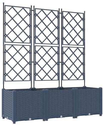 vidaXL Jardinier avec Treillis 3 pcs Gris 120x40x143 cm
