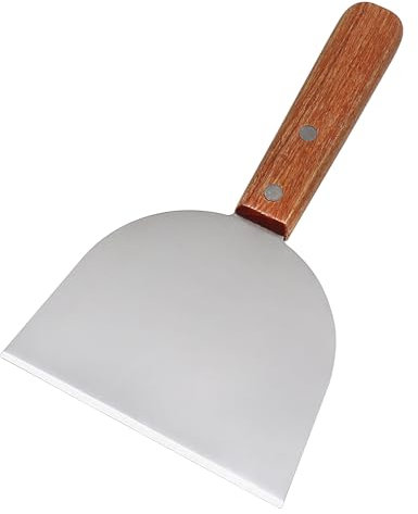 Scraper BBQ para la limpieza de la parrilla, rascador a continuación,Espátula de acero inoxidable con crepe - Gandra de madera BBQ BEAL SEAL para el hogar Pizza de hielo frita casera al aire libre