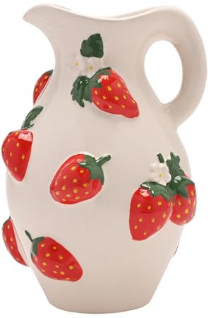 The Cottage Garden Hand Painted Jug – Strawberry | Ceramic Pitcher Vase with Vintage Countryside Floral Design | Decorative Farmhouse Kitchen Jug or Flower Vase for Rustic Home Decor