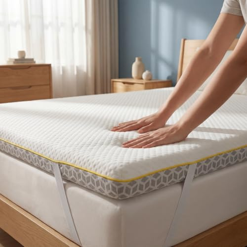 Brightr® Aurora Deluxe Visco-Schaum Topper 90 × 190 cm, 8 cm extra hoch, wendbarer 2-in-1 Komfort, Medium/Medium-Fest (H3/H4)