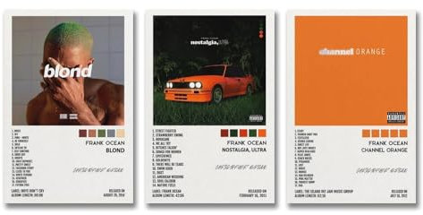 A Set Of 3 Frank Poster Ocean Blonde Music Album Cover Poster Für Zimmer, Ästhetische Leinwand-Wandkunst, Schlafzimmer-Dekor Poster 16x24inch(40x60cm)-3pcs