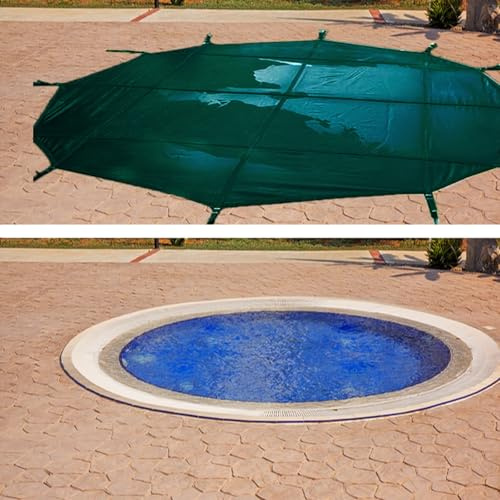 LZMZMQ Pool Sicherheitsabdeckung Poolabdeckungen Für Aufstellpools 730cm Winter, Schwimmbeckenabdeckungen Mit Sicherheitsnetz, Harte Cubierta para Piscina/Laubabdeckung,(Green,35ft/10.7m)