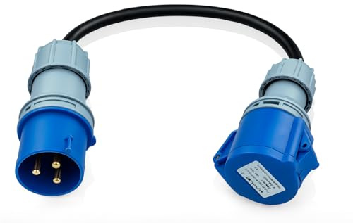 32A 3-Pin Plug to 16A 3-Pin Socket Adaptor | 0.5M HO7RN-F 4mm Cable for Caravans, Generators, and Outdoor Power