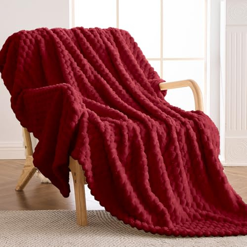 Vielit Kuscheldecke Flauschig, Deko Sofa Decke, 220x240 XXL Rot | Weich Tagesdecke, Warme Wolldecke, Fleecedecke, Sofadecke für Wohnzimmer, überwurfdecke, Geschenk，OEKO，Maschinenwaschbar