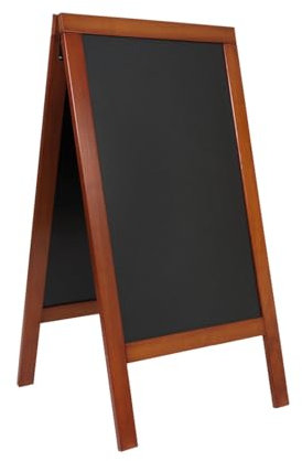 SECURIT - Lavagna Da Terra Deluxe - Per Pennarelli A Gesso Liquido - Per Caffè, Ristoranti, Bar, Negozi 75 x 135 cm cm - Colore Mogano