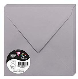 Clairefontaine 5323C - Packung mit 20 Umschlägen Pollen 16,5x16,5 cm, 120g, gefüttert, ideal für Einladungen und Korrespondenz, Premium glattes Papier, Koalagrau, 1 Pack