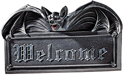 Welcome Sign - Vampire Bat Welcome Wall Sculpture - Bat Figure - Halloween Bats