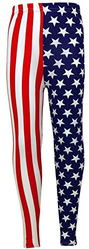 A2Z 4 Kids Mädchen Yoga Hosen Blau Leggings Workout Hosen USA Flagge, Streifen Und Sterne - USA Legging 9-10