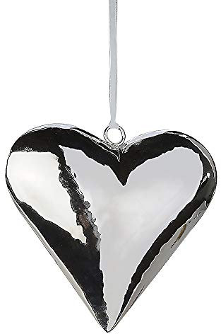 Formano Deko Herz gefertigt aus Edelstahl zum Aufhängen, Höhe ca. 18 cm, Silber-glänzend