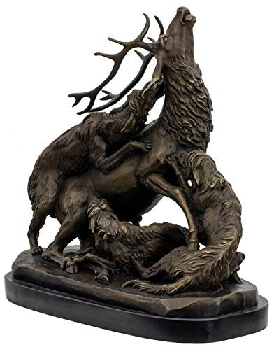 aubaho Bronzeskulptur Hirsch Jagd im Antik-Stil Bronze Figur Statue Georges Gardet 36cm