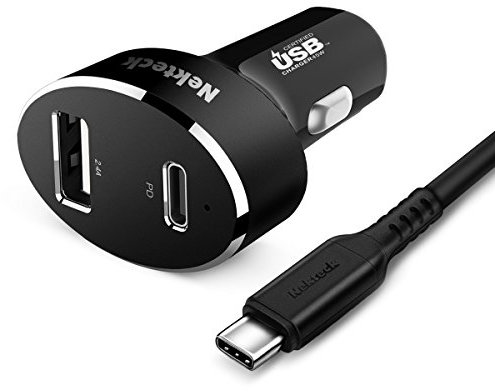 Type C Car Charger, Nekteck USB Car Charger with 45W Power Delivery and 12W USB A Port Compatible with iPhone, iPad, MacBook, Galaxy, Google Pixel, 3.3ft USB C Cable Included, NOT Ideal for Note10+PPS