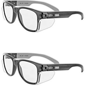 MAGID Y50BKAFC Iconic Y50 Design Series Safety Glasses with Side Shields | ANSI Z87+ Performance, Scratch & Fog Resistant, Comfortable & Stylish, Cloth Case Included, Clear Lens (2 Pair)