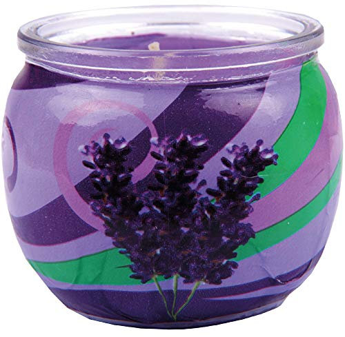 HS Candle Duftkerzen Motiv im Glas, lange Brenndauer und angenehmer Duft (Lavendel)