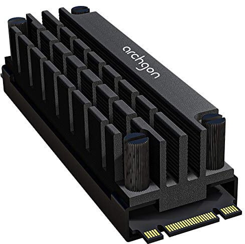 Archgon HS-1110 Kühlkörper für M.2 SSD 2280 PCIe NVMe/SATA Kühler, 20 mm Bauhöhe, Aluminium, 2x Wärmeleitpad, Schrauben Befestigung, passiv, Schwarz