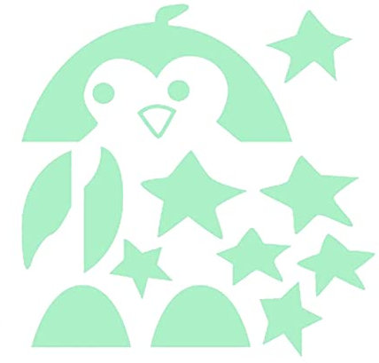 Nacnic Pinguin mit Sterne Leuchtsticker Wandaufkleber. Set mit 12 Stücke fluoreszierende nordische Tiere Wandstickers. Leuchtaufkleber Wanddekoration für Kinder Schlafzimmer, Hauszimmer, Geschäfte.