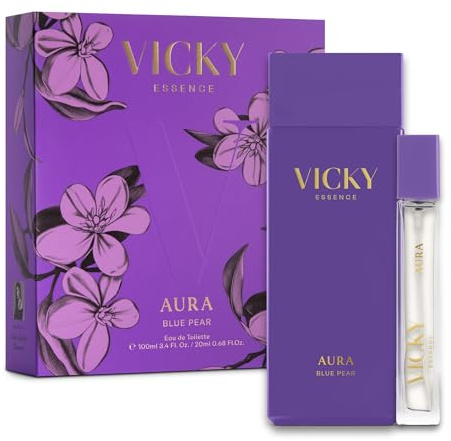 VICKY MARTÍN BERROCAL | Eau de Toilette Aura 100 ml + EDT 20 ml | Damenparfüm-Set | langanhaltender Duft | Vanille und Moschus | Birne und Orangenblüte