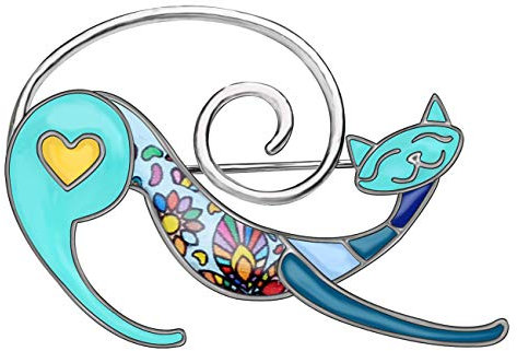 NEWEI Broche en forme de chat pour femme et fille - Breloques de sac - Bijoux cadeaux, Émail Strass Cristal, Pas de gemme