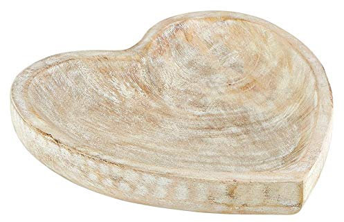 47thmain 47th & Main Carved Heart-Shaped Holzschale, weiß, Large