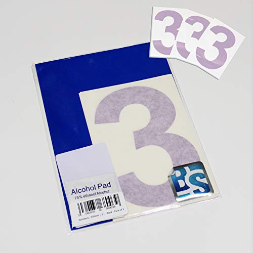 BS® Large Waterproof Non-fading Self Adhesive Vinyl Numbers | 3 (THREE) | 150mm | Pack of 4 | LILAC | Wheelie Bin Numbers