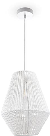 Paco Home Hängelampe Bambus Wohnzimmer Pendelleuchte Rattan Esstisch Esszimmer Lampe E27 Hängeleuchte Papier Boho, Farbe:Weiß (Ø30cm), Leuchtenart/Farbe:Pendelleuchte - Weiß