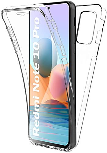 AURSTORE Coque pour Xiaomi Redmi Note 10 Pro/Redmi Note 10 Pro Max, Protection integrale Avant + Arrie re en Rigide, Housse Etui Pochette Tactile Protection 360 Degre Antichoc (Transparent)