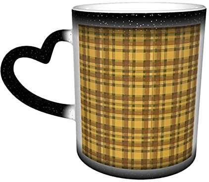 Keramik Tasse Senf und Olive Plaid Wärmeempfindliche Farbe ändernde Tasse in den Himmel Kaffeetassen personalisierte Geschenke