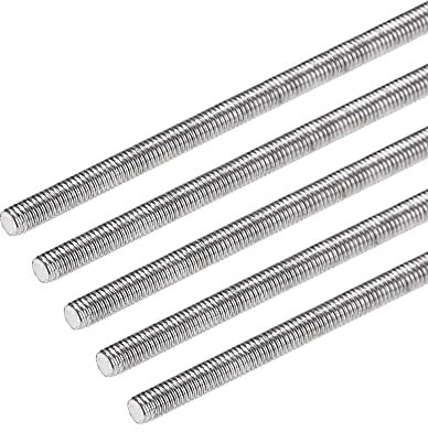sourcing map 5Pcs M3 x 300mm Tige Entièrement Filetée 304 Acier Inoxydable Main Droite Filetages
