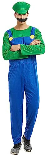 YIYUANIJI Super Brüder Kleidung inkl. Hut + Hose + Bart-geeignet für Fasching, Weihnachten, Fasching und Rollenspiele